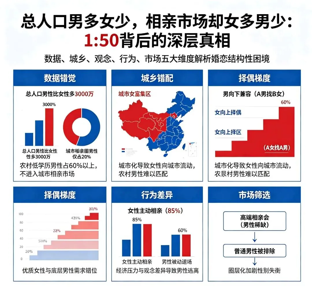 总人口男多女少,相亲市场却女多男少:1:50背后的深层真相