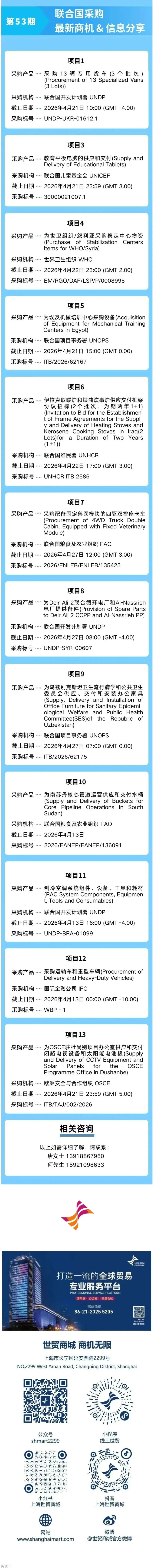 采购资讯 大力推进开拓联合国采购市场系列(52/53)