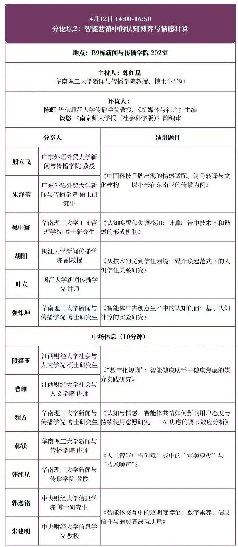 会议预告|第三届智能营销论坛暨学术论文工作坊会议议程