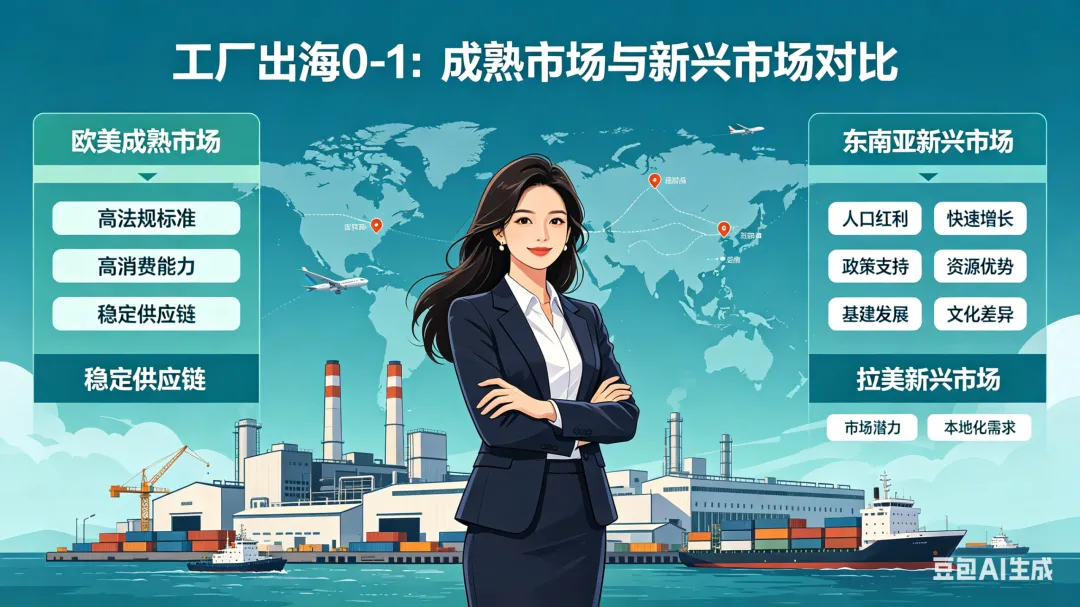 2026工厂出海:成熟市场(欧美)vs 新兴市场(东南亚/中东/拉美)怎么选?