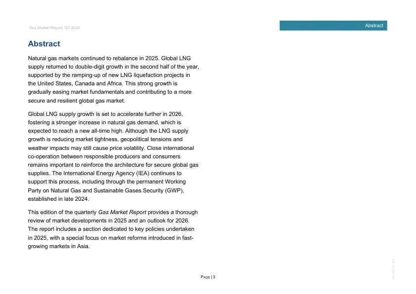 2026年Q1全球天然气市场报告