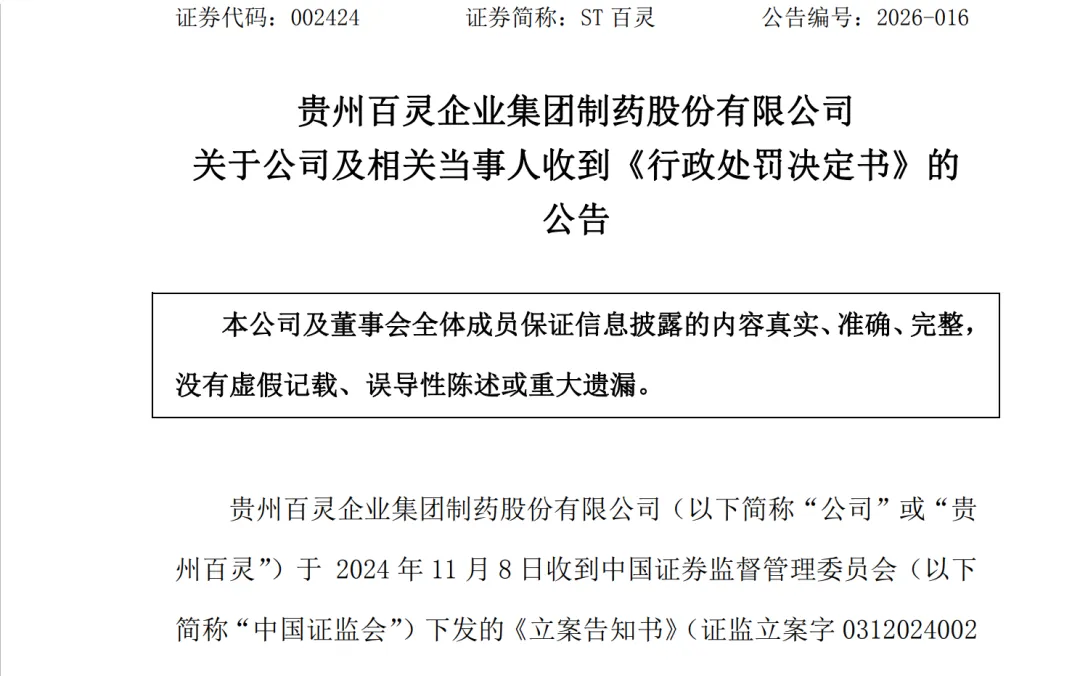 财务造假,罚款+市场禁入!违反权责发生制原则,贵州百灵虚增利润被罚款1000万元,独董亦不能幸免被罚