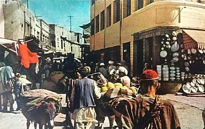 老照片 1961年阿富汗喀布尔 热闹市场