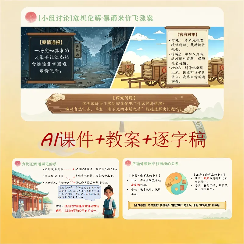 统编版道法八下ai赋能公开课《社会主义市场经济体制》哪位大神设计的,太酷了吧!,课件+教学设计+逐字稿.