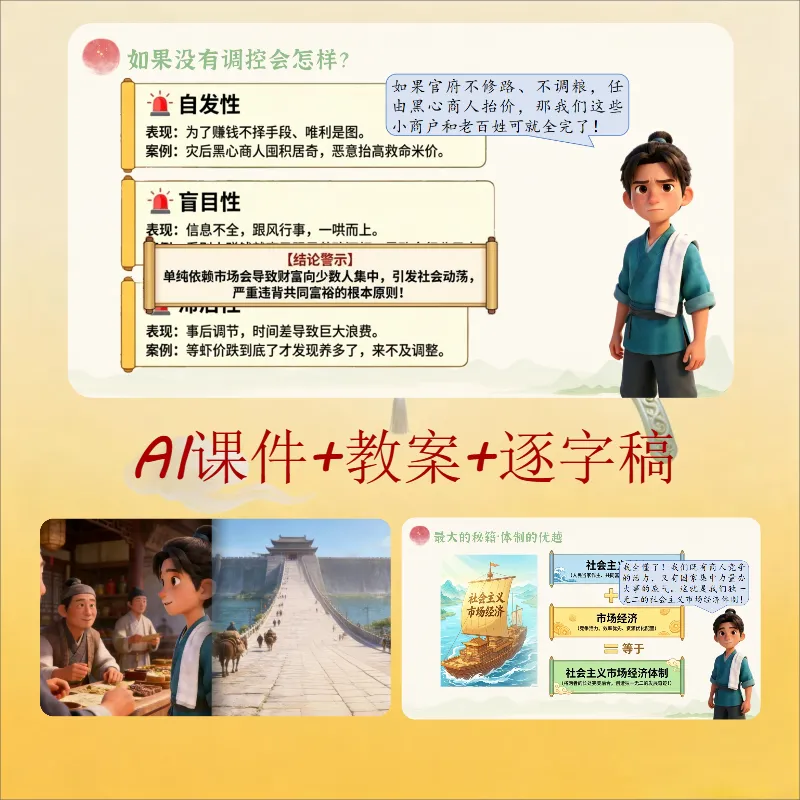 统编版道法八下ai赋能公开课《社会主义市场经济体制》哪位大神设计的,太酷了吧!,课件+教学设计+逐字稿.