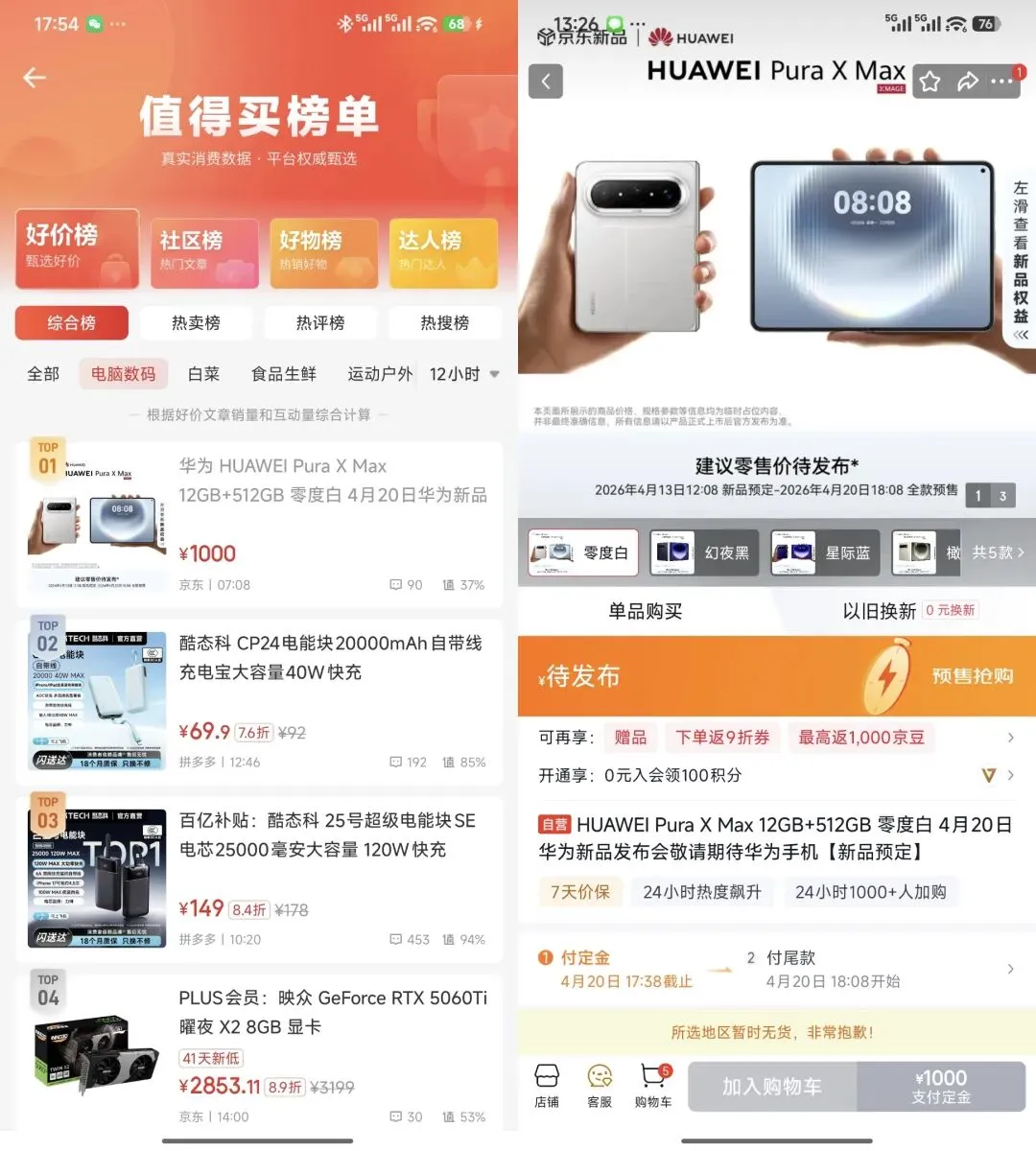 Pura X Max开启预定,但市场上折叠屏库存批量流入,仅仅三百多,当年售价万元.