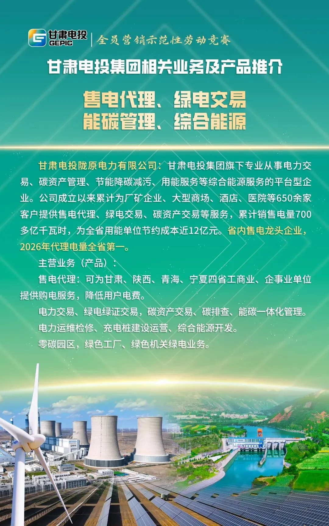 【业务产品推介】甘肃电投集团全员营销示范性劳动竞赛