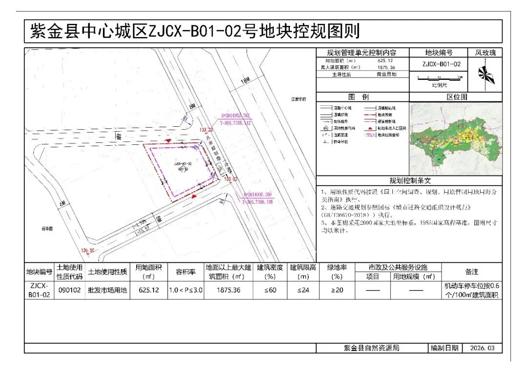 紫金县中心城区625㎡批发市场规划落定