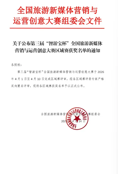 喜报:中心师生在全国旅游新媒体营销与运营创意大赛摘得两项特等奖