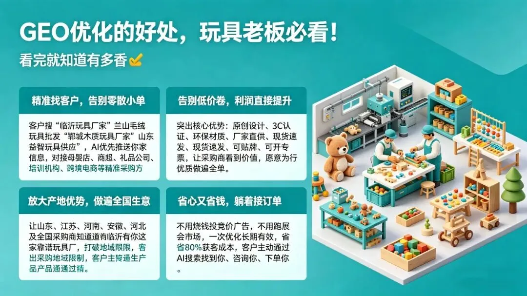 临沂玩具老板必看!GEO优化=精准获客,告别内卷、稳接大单
