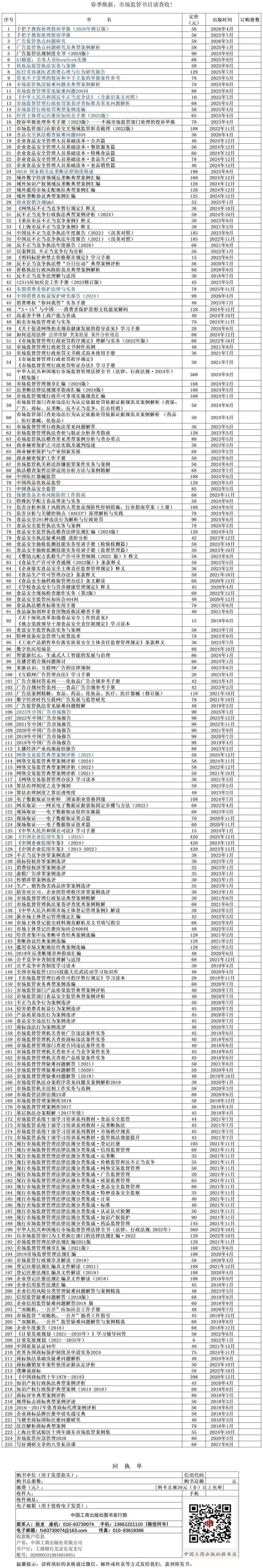 春季焕新,市场监管书目请查收!