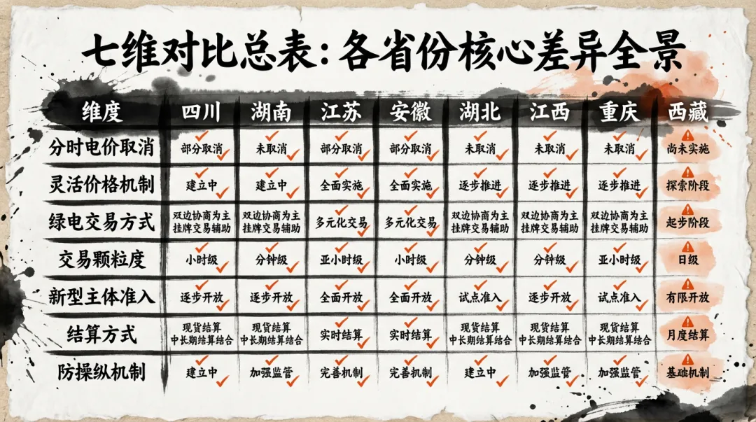 【图解】全国中长期市场规则与主要省份中长期落地规则对比