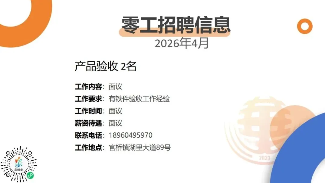 【华阳善治·就业】零工市场丨最新招聘信息(第八十六期)