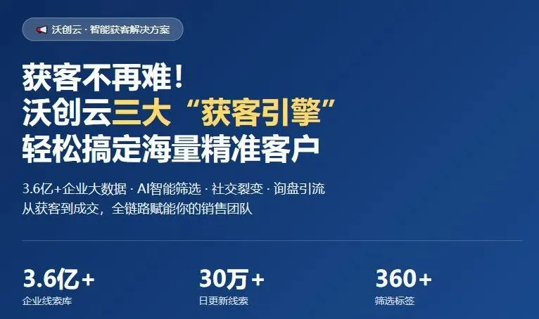 获客不再难!沃创云三大“获客引擎”,帮你轻松搞定海量精准客户