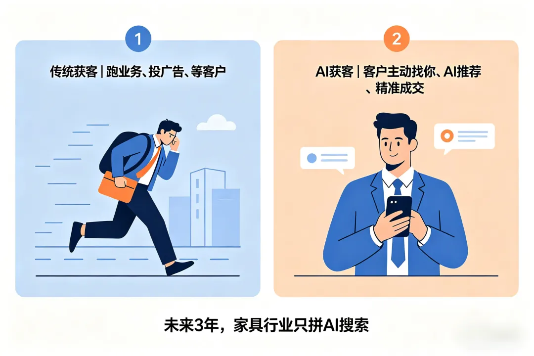 AI时代家具获客真相:你没客户,不是不努力,是被AI“屏蔽”了