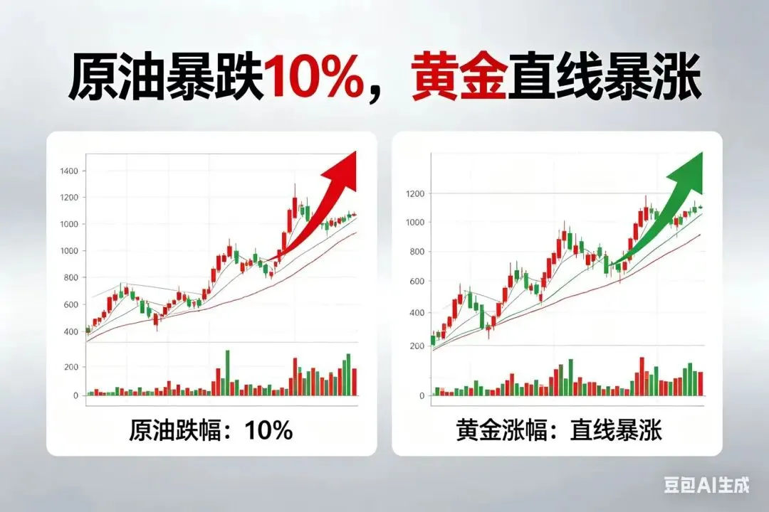 突发!原油暴跌10%,黄金直线暴涨!市场一夜变天,发生了什么?接下来怎么走?