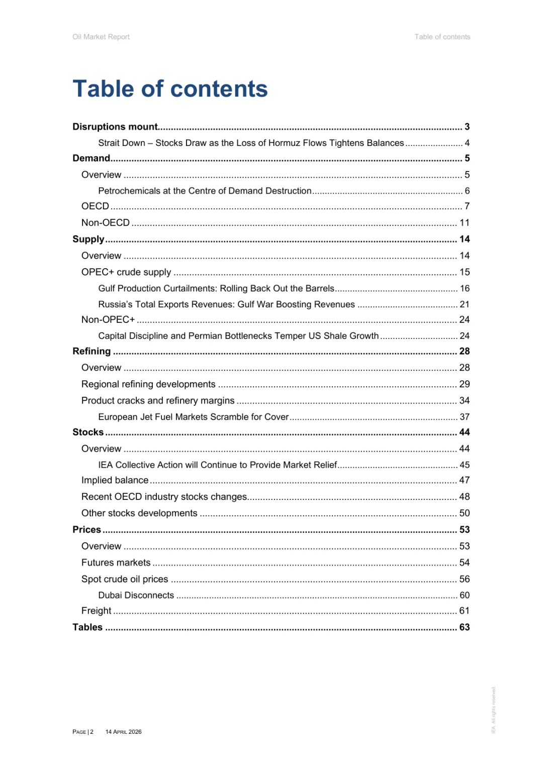 2026年4月石油市场报告