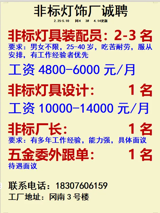 2026年4月18号战狼人才市场最新招聘更新(古镇,横栏、海洲,小榄)