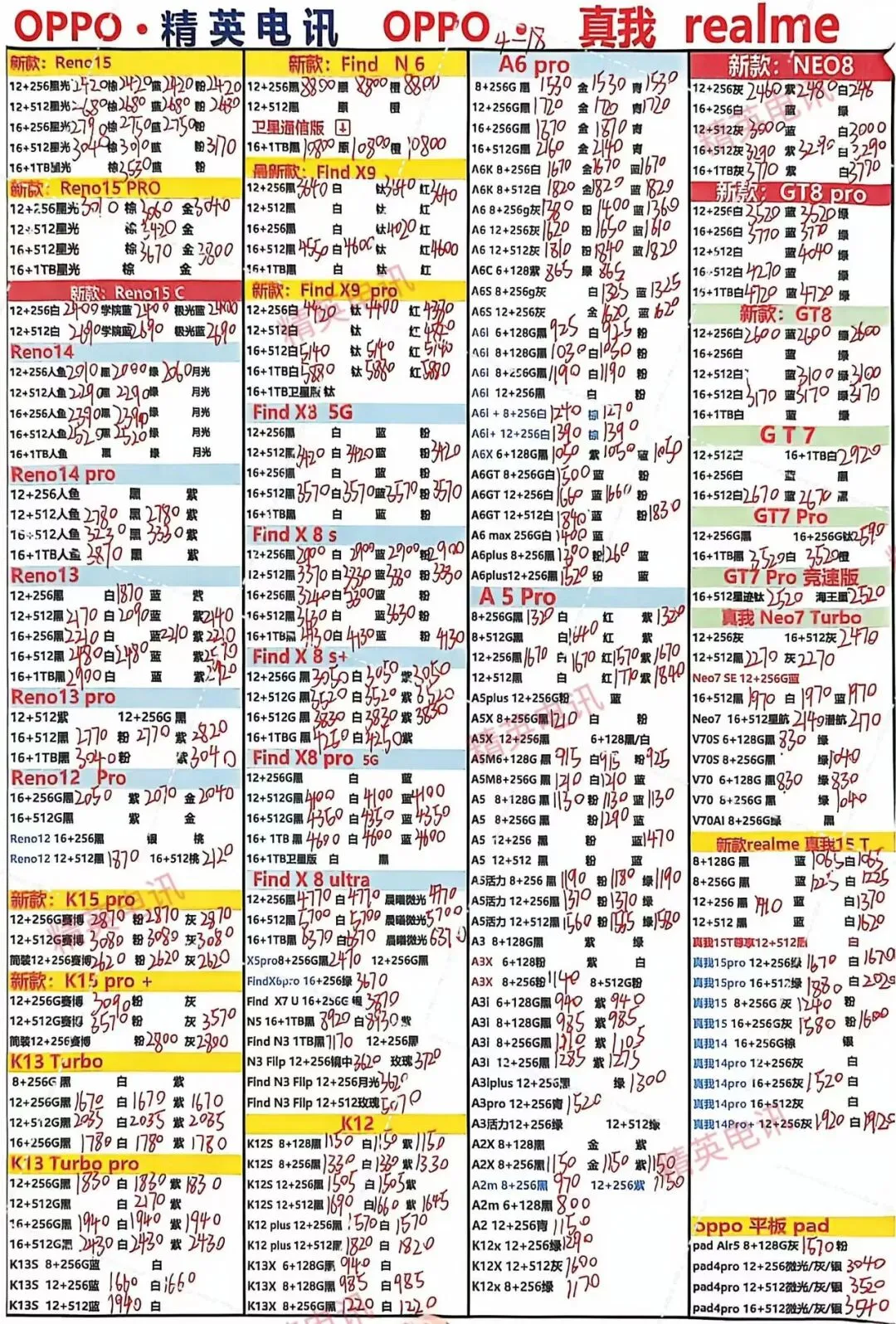 安卓全系列正品市场批发价4.18