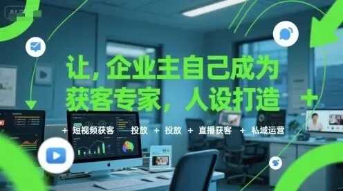 让企业主自己成为获客专家,人设打造+短视频获客+投放+直