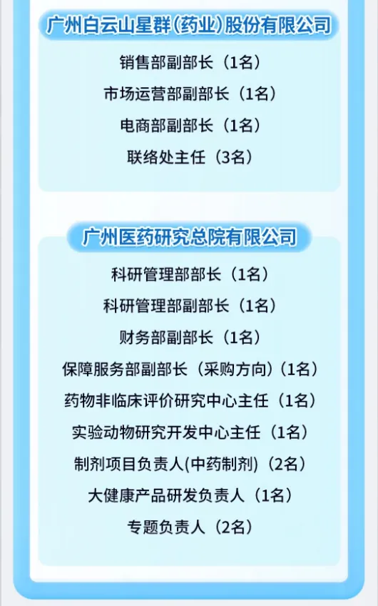 广药集团诚聘高管、研发、营销、出海等骨干精英