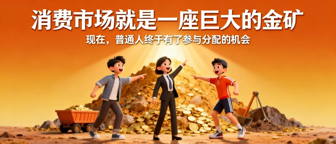消费市场是一座巨大的金矿,现在,普通人终于有了参与分配的机会
