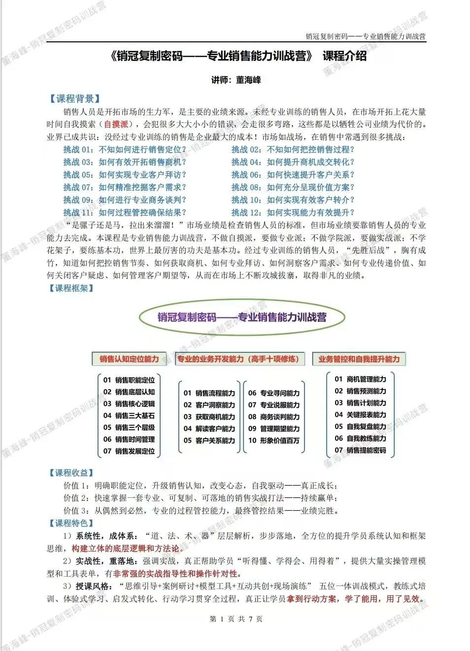 企业必修课:《销冠复制密码—专业销售能力》实战特训营,解锁销冠之道!#销售讲师#销售培训#董海峰老师#