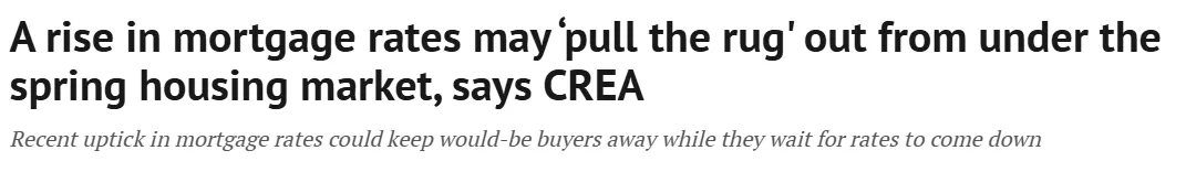 【博览生活】房贷利率飙升恐破4%,春季市场遭遇＂釜底抽薪＂,CREA紧急下调预测