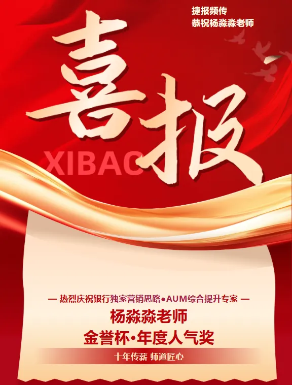 【金誉杯特辑】| 恭贺银行综合营销与策划专家杨淼淼老师——荣获宇谷十周年庆暨特色银行人才发展大会金誉杯·年度人气奖!