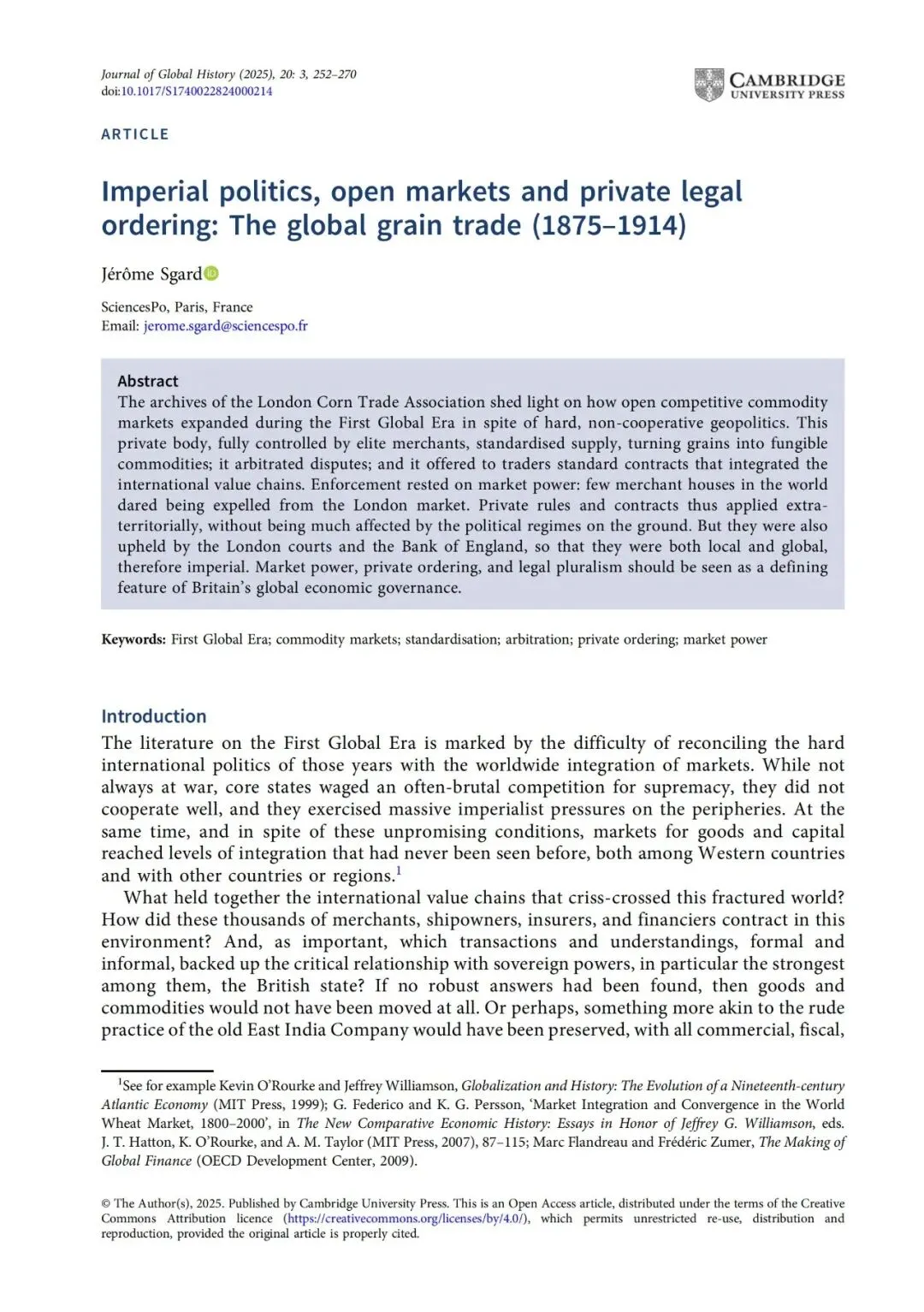 文献评述|帝国政治、开放市场与私人法律秩序:全球谷物贸易(1875—1914)