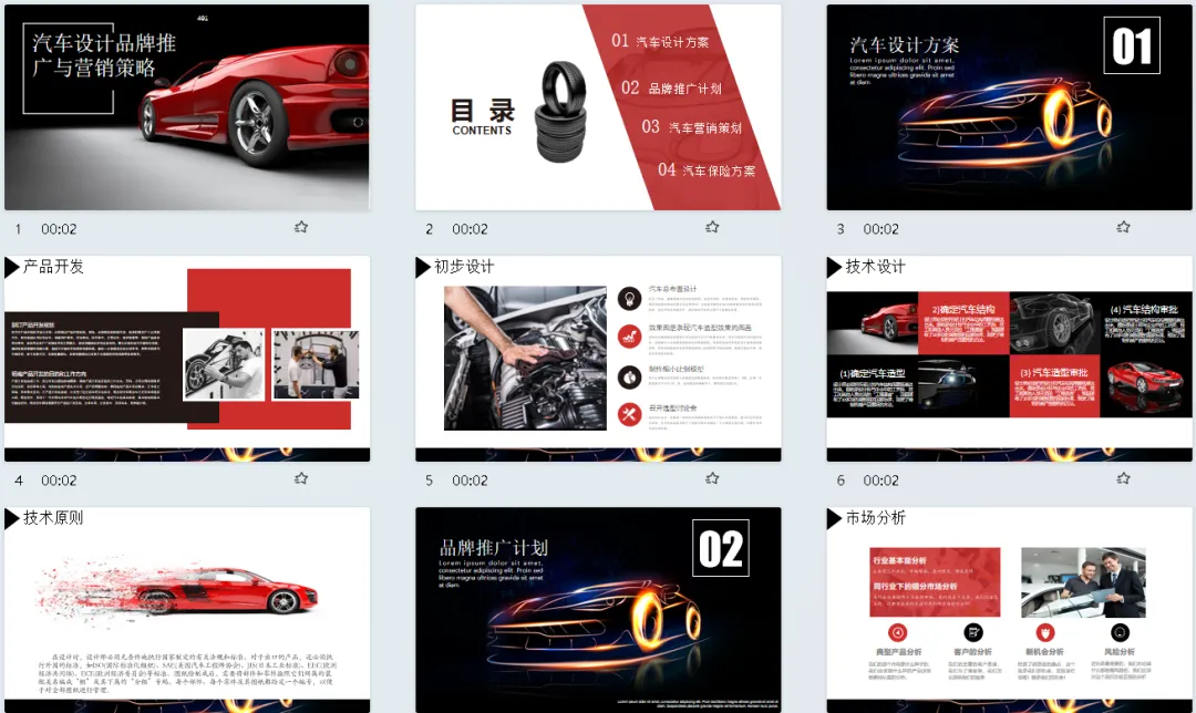 【工作总结491】汽车设计品牌推广与营销策略PPT模板