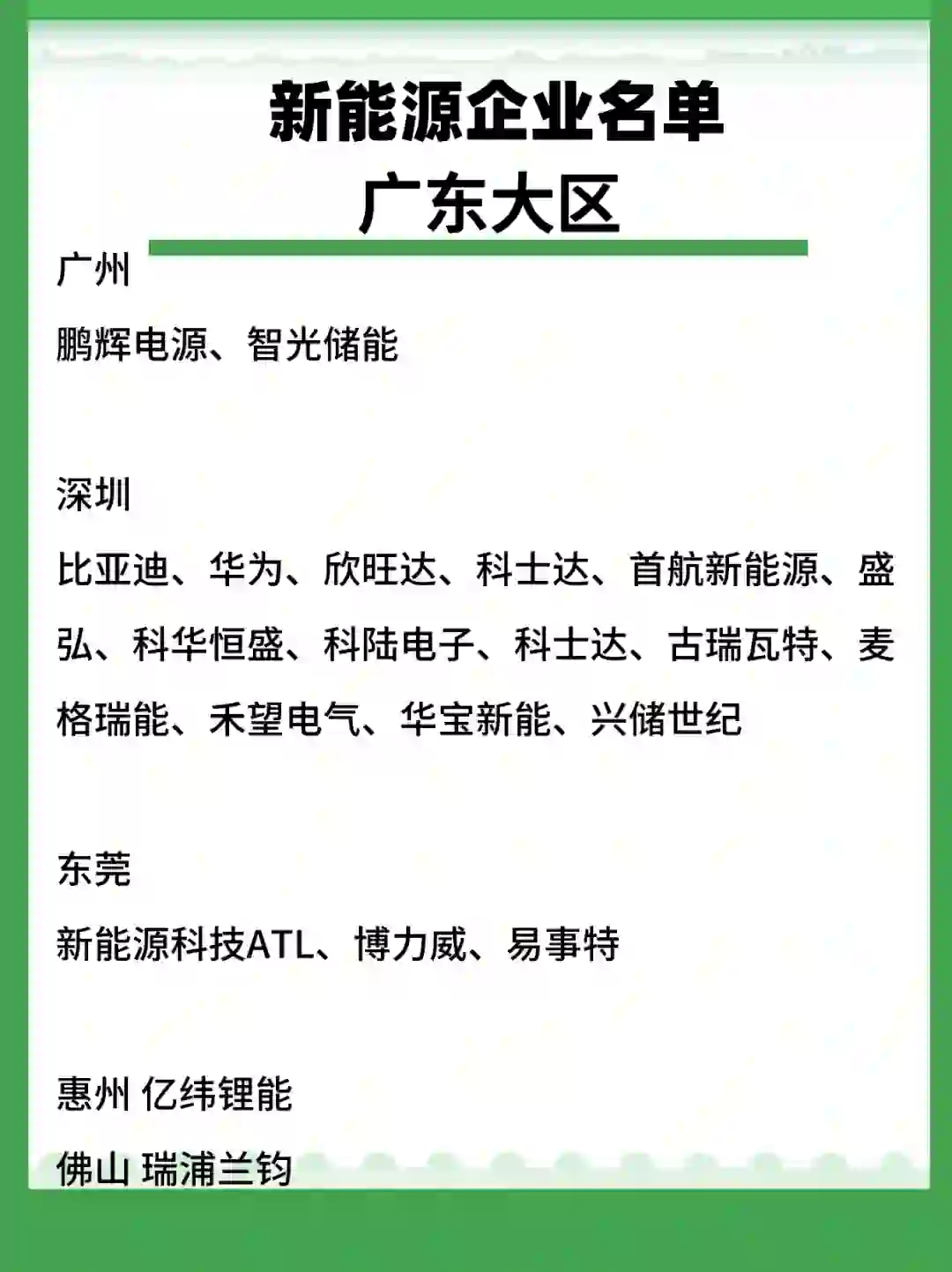 独家盘点！长珠三角新能源企业名单 实力无敌