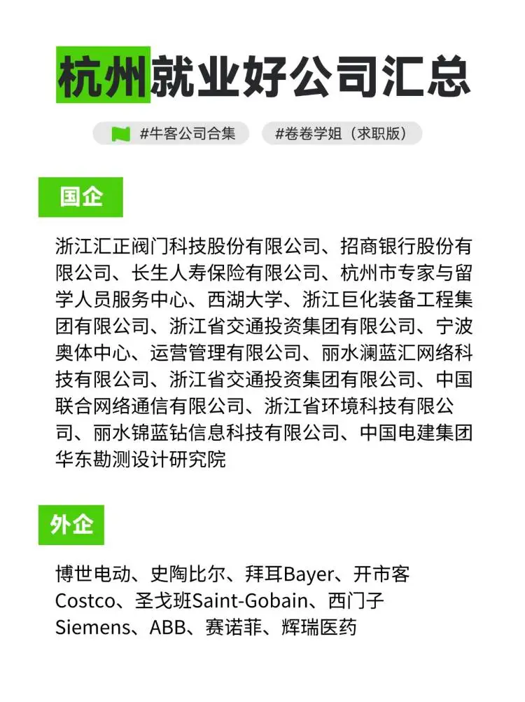 杭州就业好公司汇总！