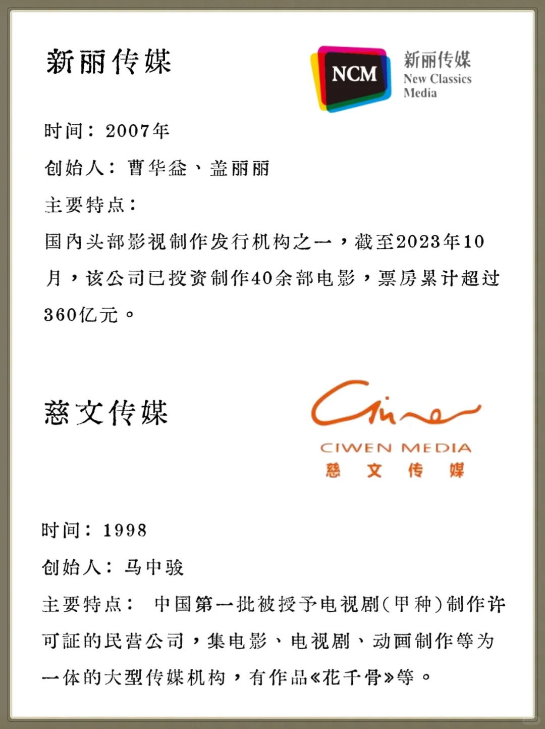 ❗超全盘点❗32家影视公司｜一分钟了解?