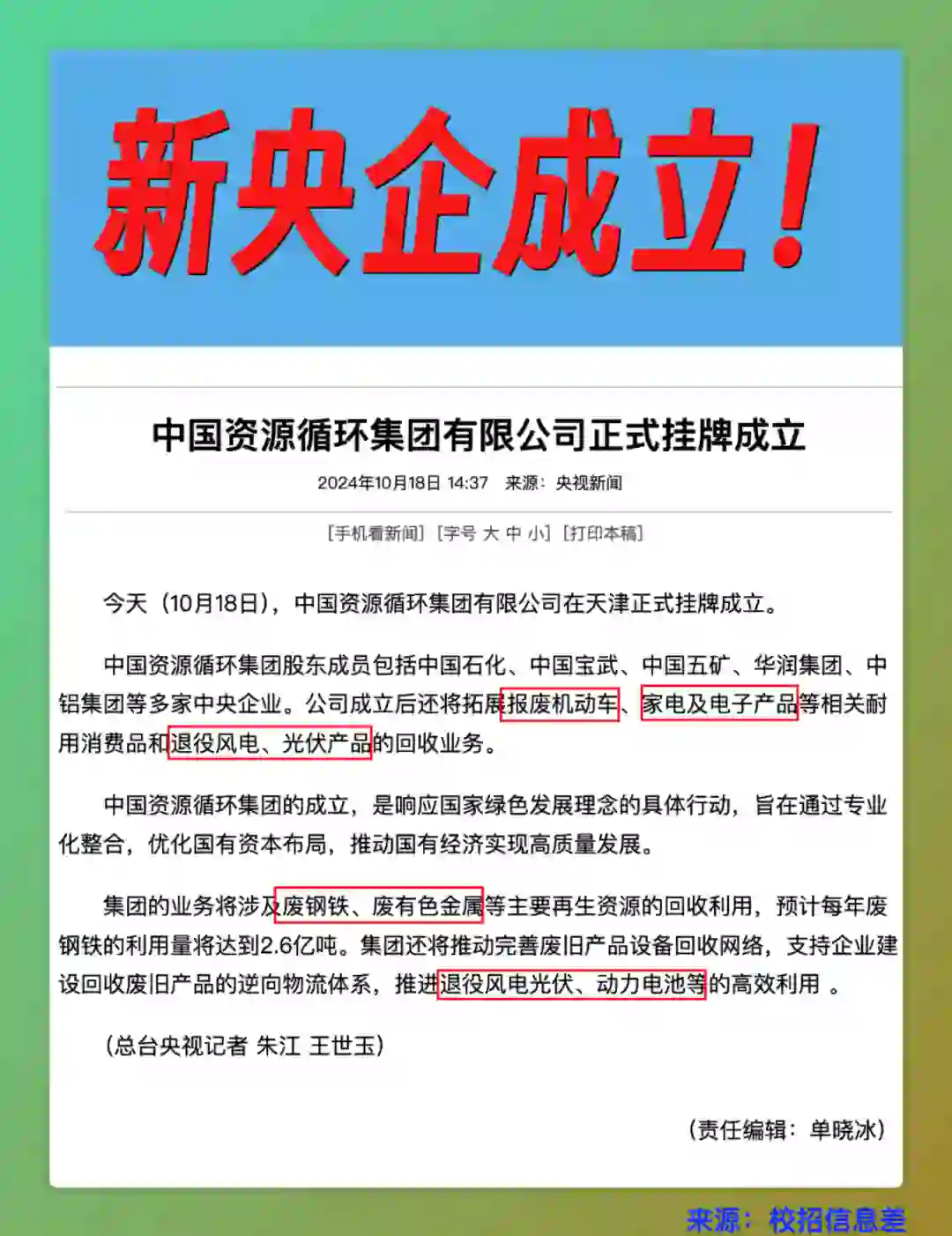 新央企-中国资源循环集团成立