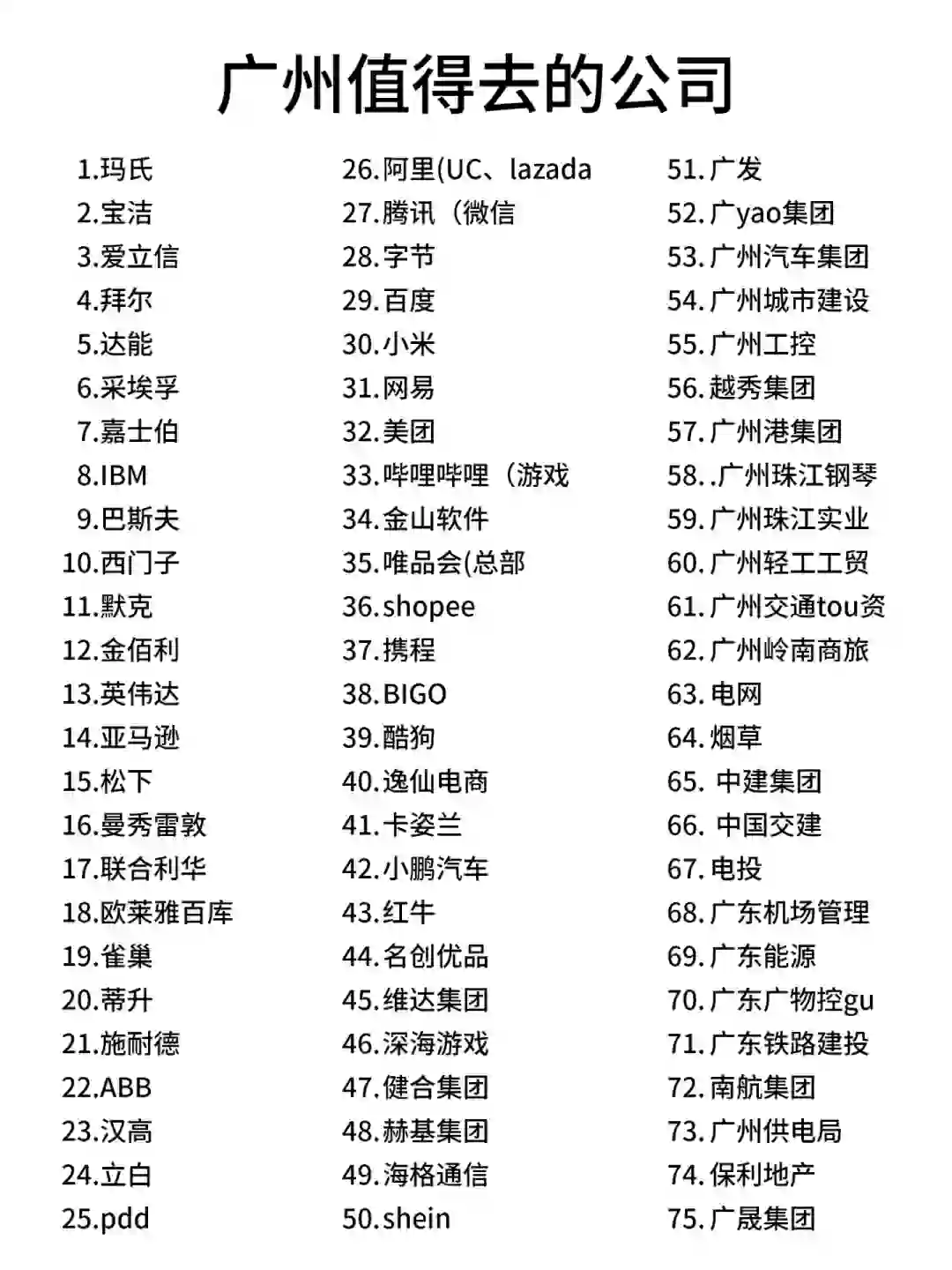 广州值得去的公司?靠谱大公司