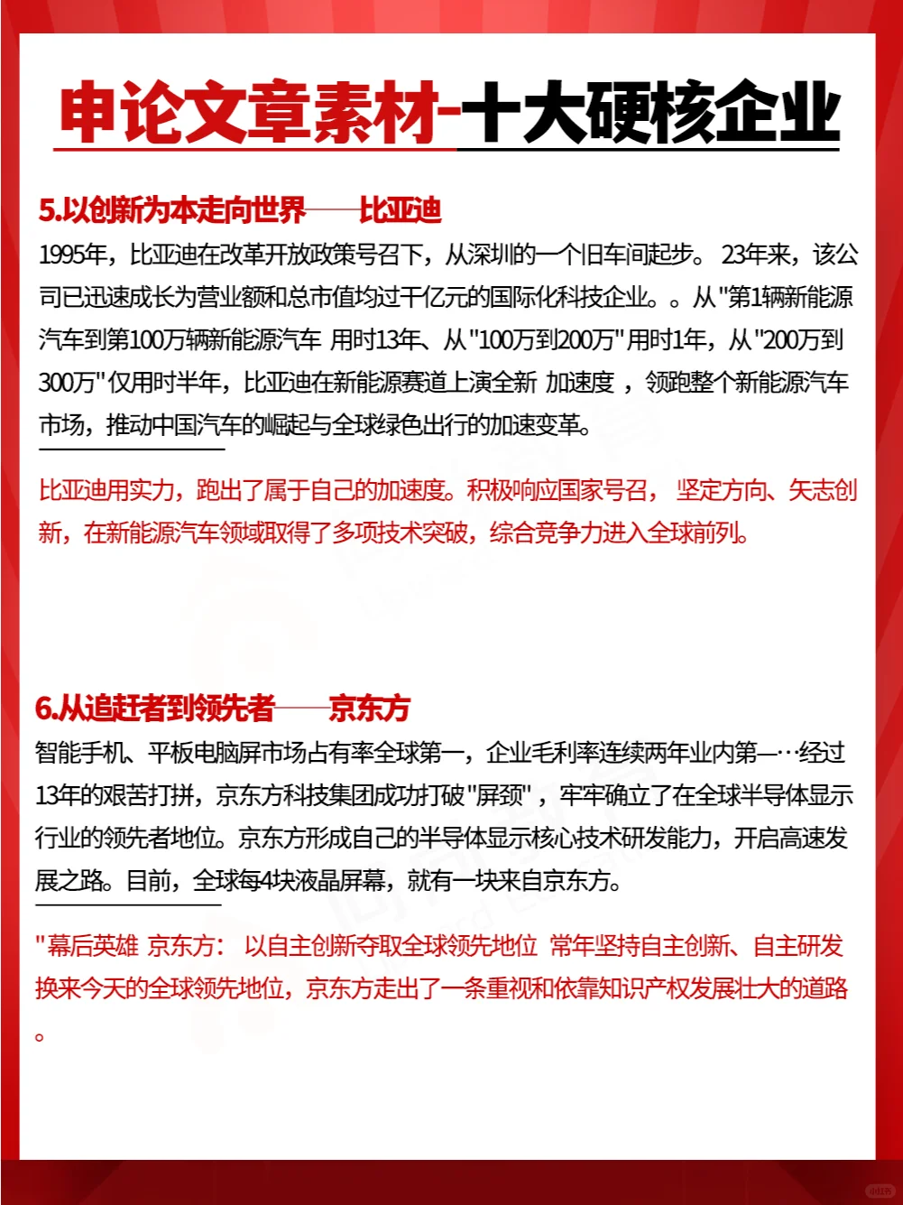 申论文章写作素材!十大硬核企业