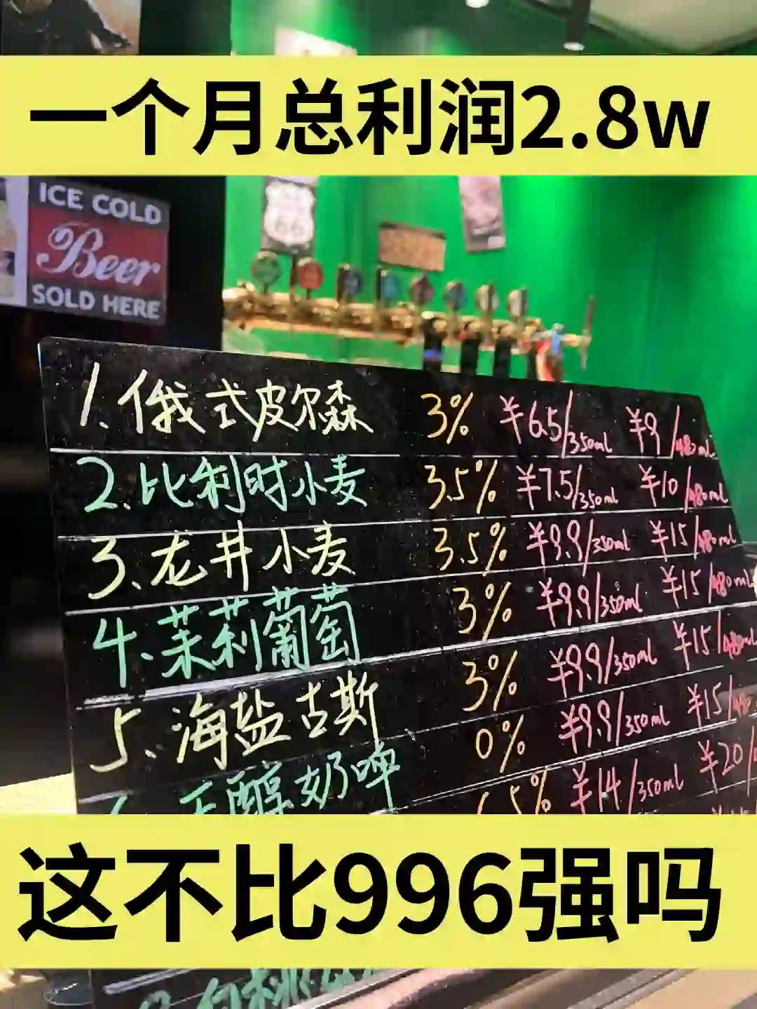 从辞职出来到现在开酒摊的总利润2.8w