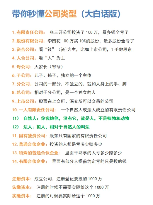 带你秒懂公司类型（大白话版）