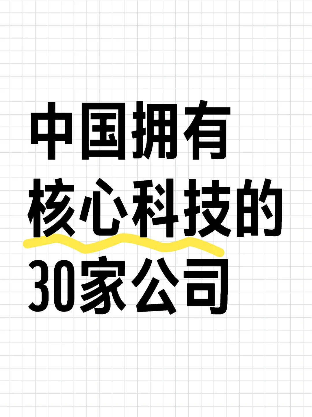 中国拥有核心科技的30家公司