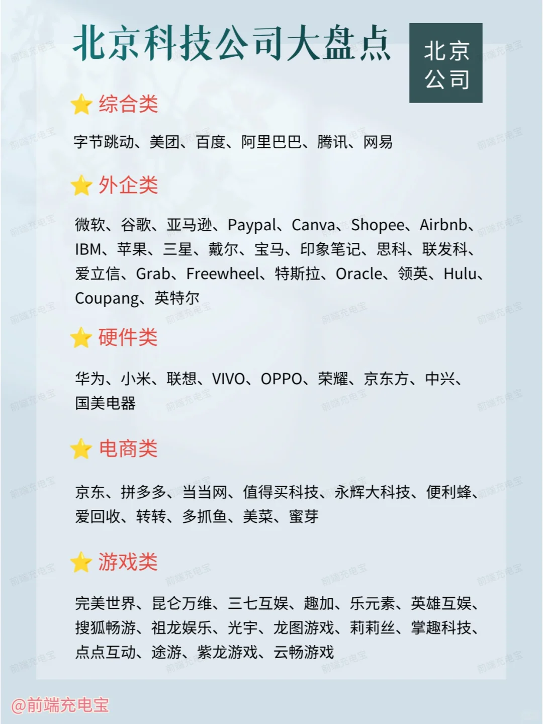 北京主要有哪些公司？（最新）求职跳槽必看