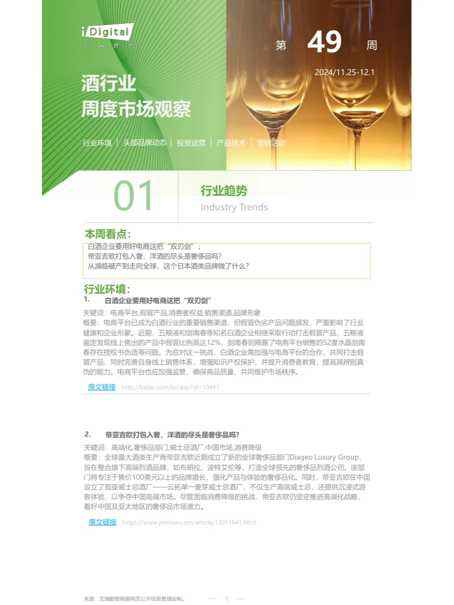 酒行业周度市场观察第49周
