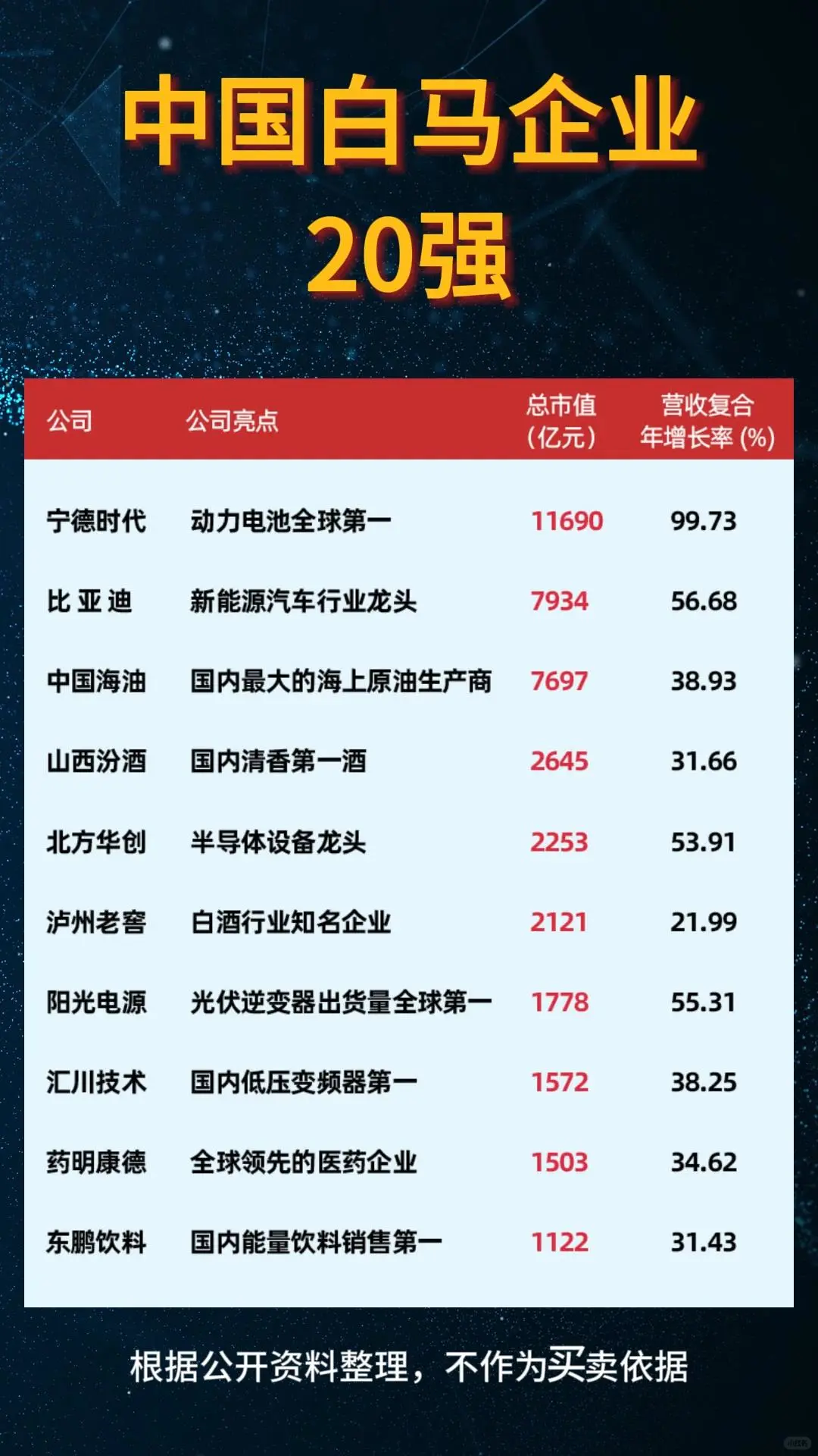 中国白马企业20强