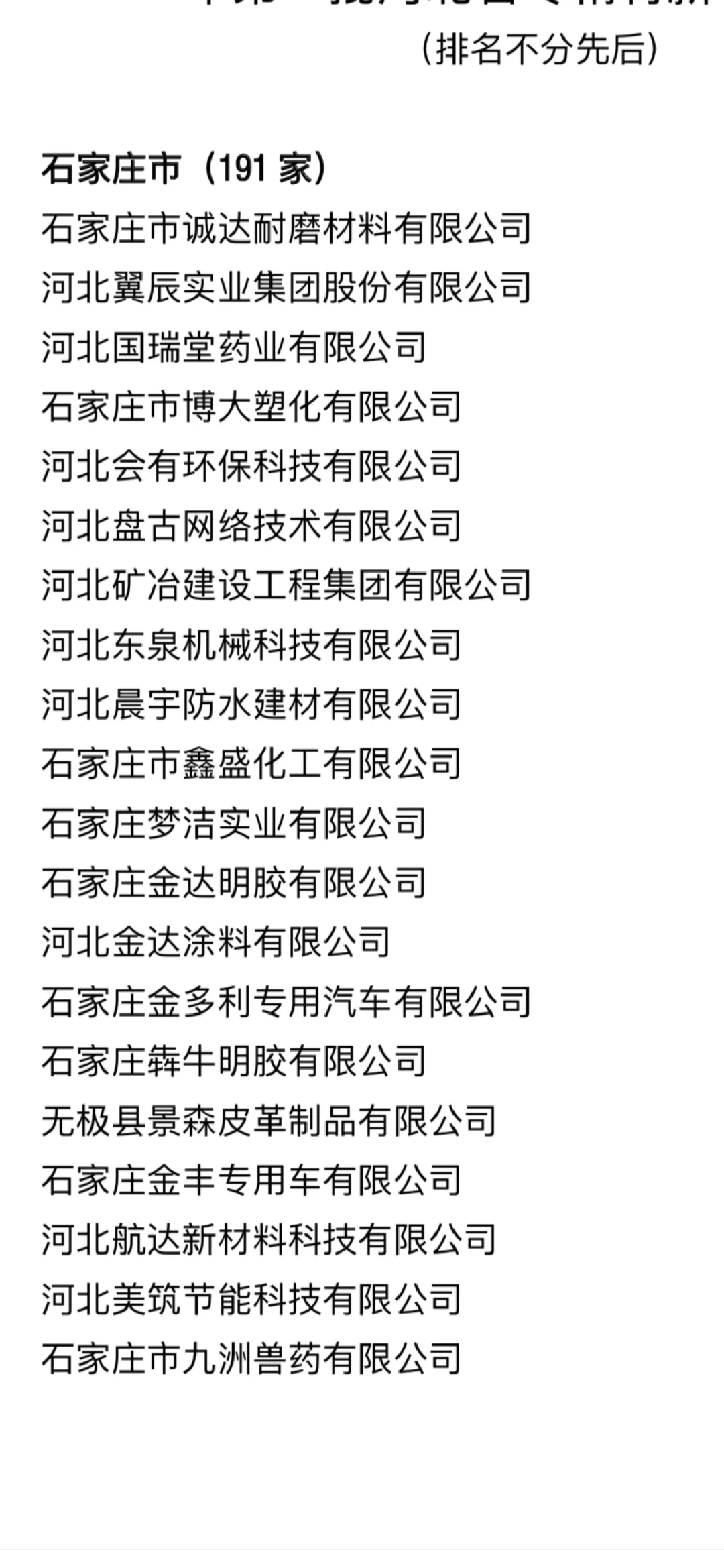 石家庄专精特新（中小企业名单）