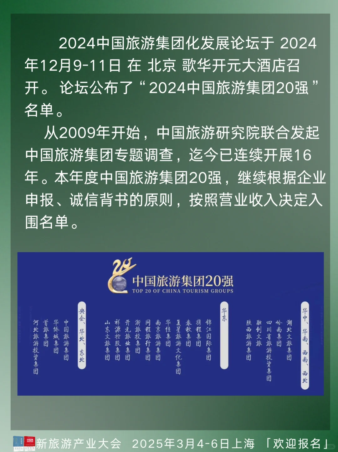 2024年中国旅游集团20强名单公布