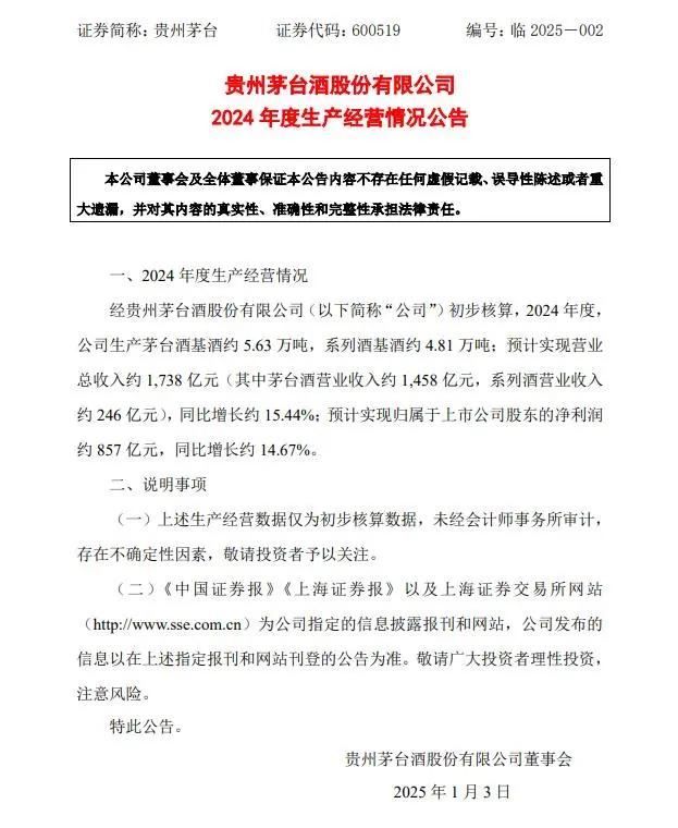 茅台今天发布两道公告