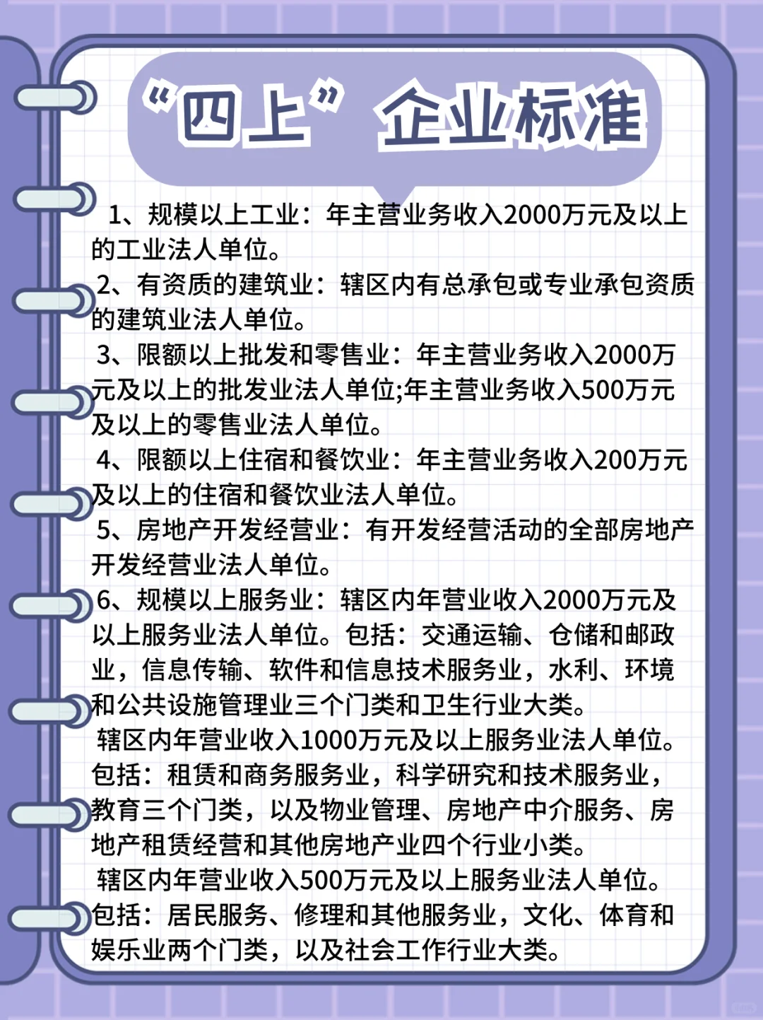 “四上”企业标准