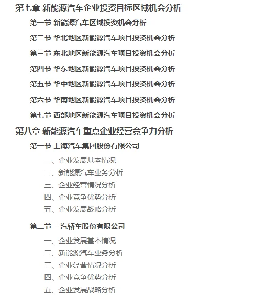 中国新能源汽车行业企业项目投资分析报告