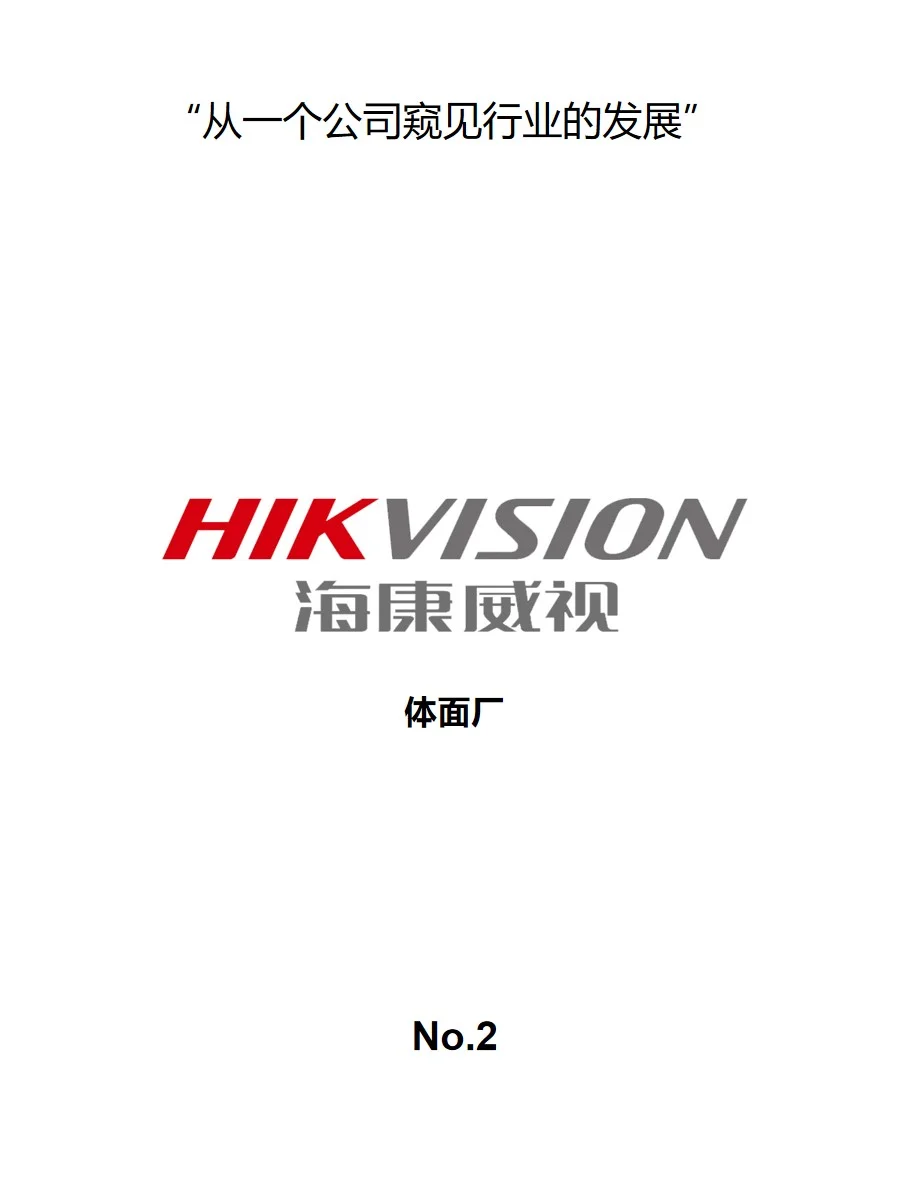从一个公司窥见行业的发展-海康威视