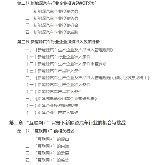 中国新能源汽车行业企业项目投资分析报告